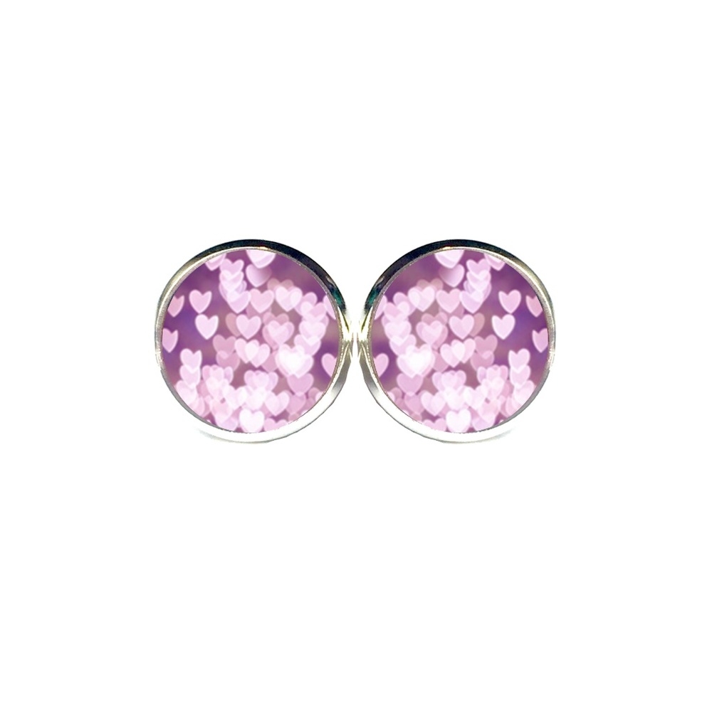 Purple Heart Bokeh Earrings